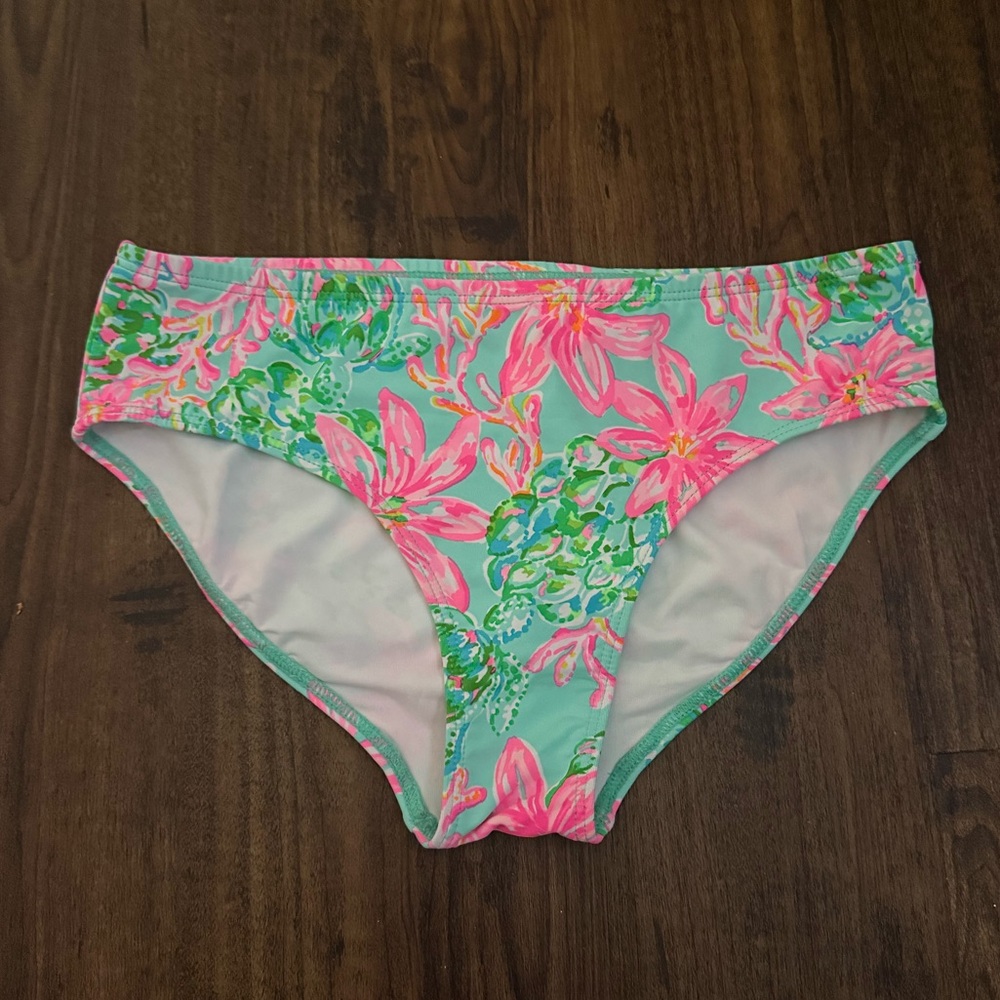 Lilly Pulitzer Vikini Bottom Pink Green Floral Girl Size 10 NWOT